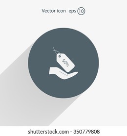 50% tag icon, vector illustration. Flat design style