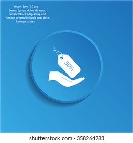 50% tag icon, vector illustration. Flat design style
