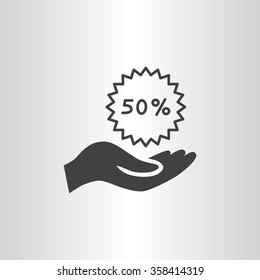50% tag icon, vector illustration.