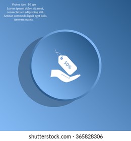 50% tag icon, vector illustration. Flat design style