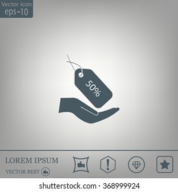 50% tag icon, vector illustration. Flat design style