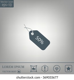 50% tag icon, vector illustration. Flat design style
