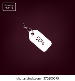 50% tag icon, vector illustration. Flat design style