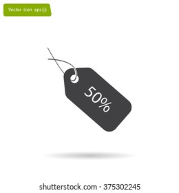 50% tag icon, vector illustration. Flat design style