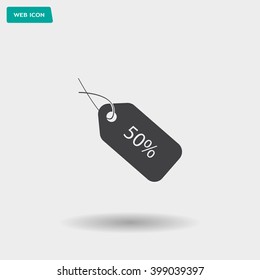 50% tag icon, vector illustration. Flat design style