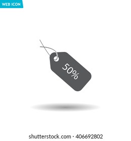 50% tag icon, vector illustration. Flat design style