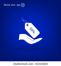 50% tag icon, vector illustration. Flat design style
