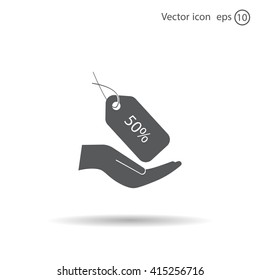 50% tag icon, vector illustration. Flat design style