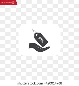 50% tag icon, vector illustration. Flat design style