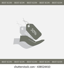 50% tag icon, vector illustration. Flat design style