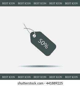 50% tag icon, vector illustration. Flat design style