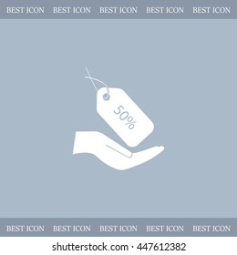 50% tag icon, vector illustration. Flat design style