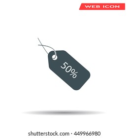 50% tag icon, vector illustration. Flat design style