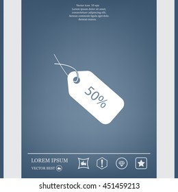 50% tag icon, vector illustration. Flat design style