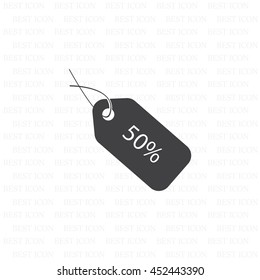 50% tag icon, vector illustration. Flat design style