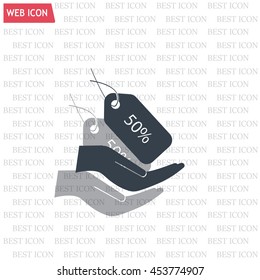 50% tag icon, vector illustration. Flat design style