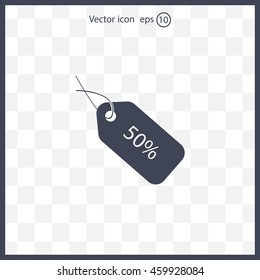 50% tag icon, vector illustration. Flat design style