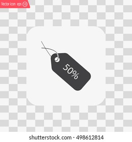 50% tag icon, vector illustration. Flat design style