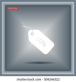 50% tag icon, vector illustration. Flat design style