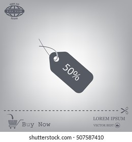 50% tag icon, vector illustration. Flat design style