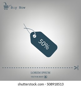 50% tag icon, vector illustration. Flat design style