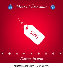 50% tag icon, vector illustration. Flat design style
