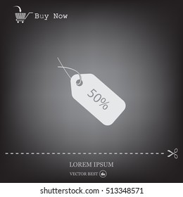 50% tag icon, vector illustration. Flat design style