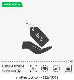 50% tag icon, vector illustration. Flat design style