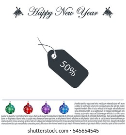 50% tag icon, vector illustration. Flat design style