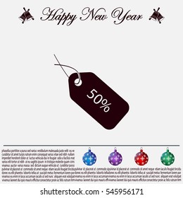 50% tag icon, vector illustration. Flat design style