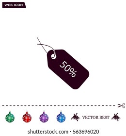 50% tag icon, vector illustration. Flat design style