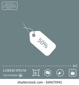 50% tag icon, vector illustration. Flat design style