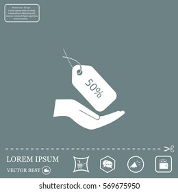 50% tag icon, vector illustration. Flat design style