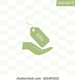 50% tag icon, vector illustration. Flat design style