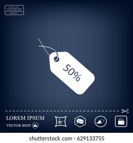 50% tag icon, vector illustration. Flat design style