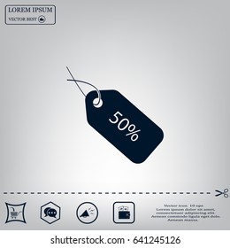 50% tag icon, vector illustration. Flat design style
