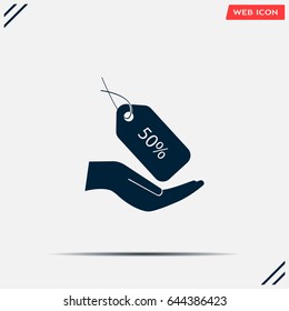 50% tag icon, vector illustration. Flat design style