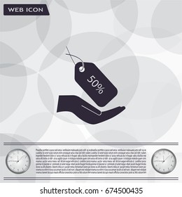 50% tag icon, vector illustration. Flat design style