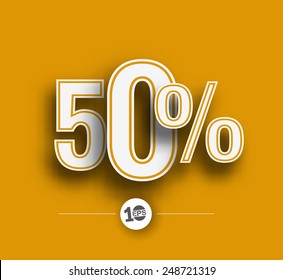 50% text made of 3d vector design element.