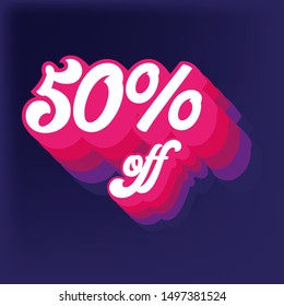 50% text vector illustration design poster