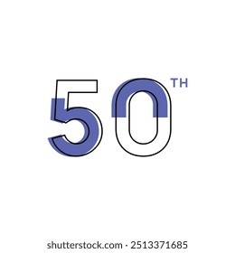 50 Th Anniversary Number Design Flat Style Collection Vector Template Illustration