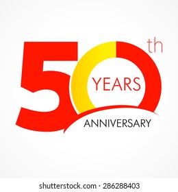 50 th anniversary numbers. 50s years old logotype. Simple congrats. Isolated abstract graphic web design template. Creative digits. Up to 50%, -50% percent off discount. Modern congratulation concept.