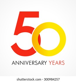 50 th anniversary numbers. 50s years old logotype. Creative bold congrats. Isolated abstract graphic web design template. Congratulation with rings digits. Up to 50%, -50% percent off discount concept