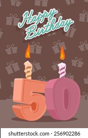 50 th year Happy Birthday Card. Vector illustration svg