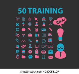 50 training icons set, vector