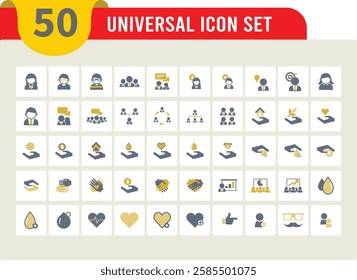 50 universal icons for web and mobile. Different icon set