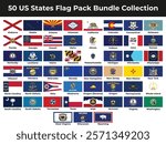 50 US State Flags Pack Bundle Collection High Quality Vector Illustration
