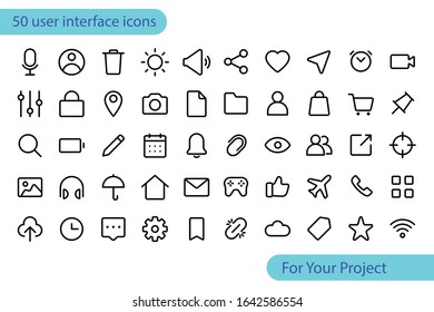 50 user interface icons are easy to apply to your project

