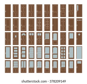 50 Vector Doors Set. Big Interior Doors Design Collection