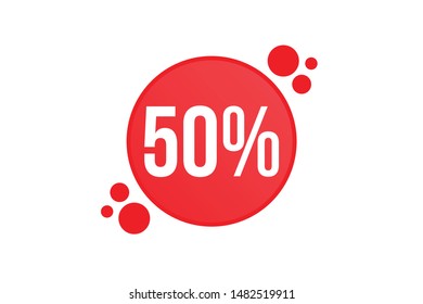 50% vector in red. Editable. Price Discount Offer. 
